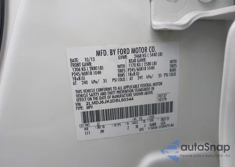 2013 Lincoln Mkx from USA, damaged, VIN 2LMDJ6JK2DBL60344